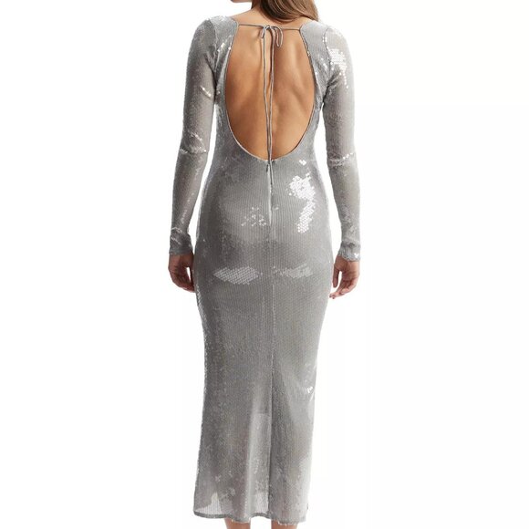 Bardot Women’s Verona Low-Back Sequin Maxi Dress – Silver – Size 4 – NWT - Picture 3 of 6